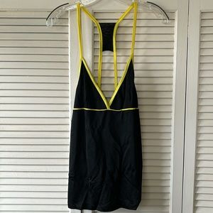Edgy black & neon yellow tank top